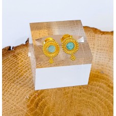 Ασημένια Σκουλαρίκια καρφωτά επίχρυσα με ζιργκόν (SE37)